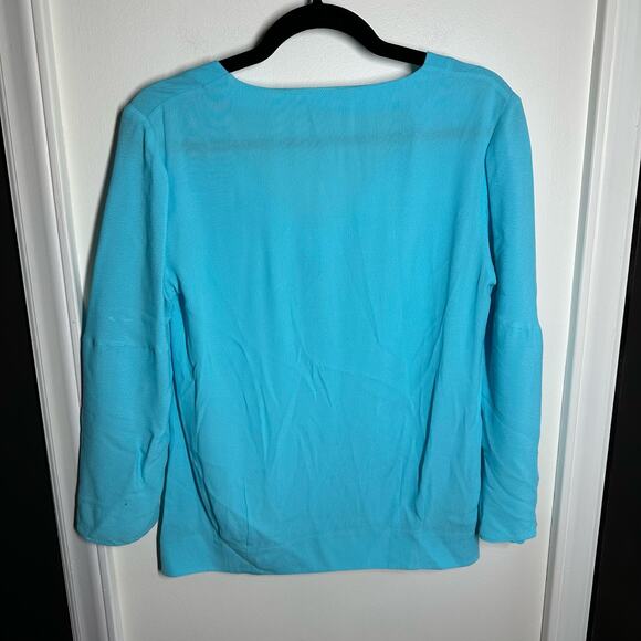 Diane von Furstenberg Women's Blue V Neck Long Sleeve Blouse Size 4 Small - Picture 3 of 8
